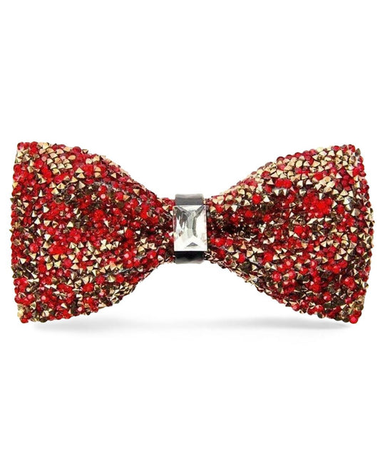 Vittorio Farina Men's Rhinestone Bow Tie in Gift Box - Suits You Sir - Red and Gold -