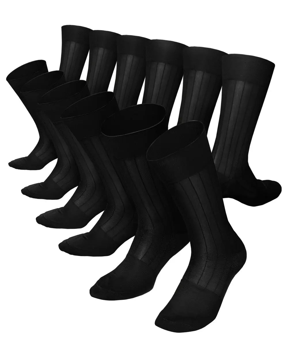 Vittorio Farina Men's Ribbed Shear Nylon Anklet Dress Socks - Suits You Sir - Black - 12