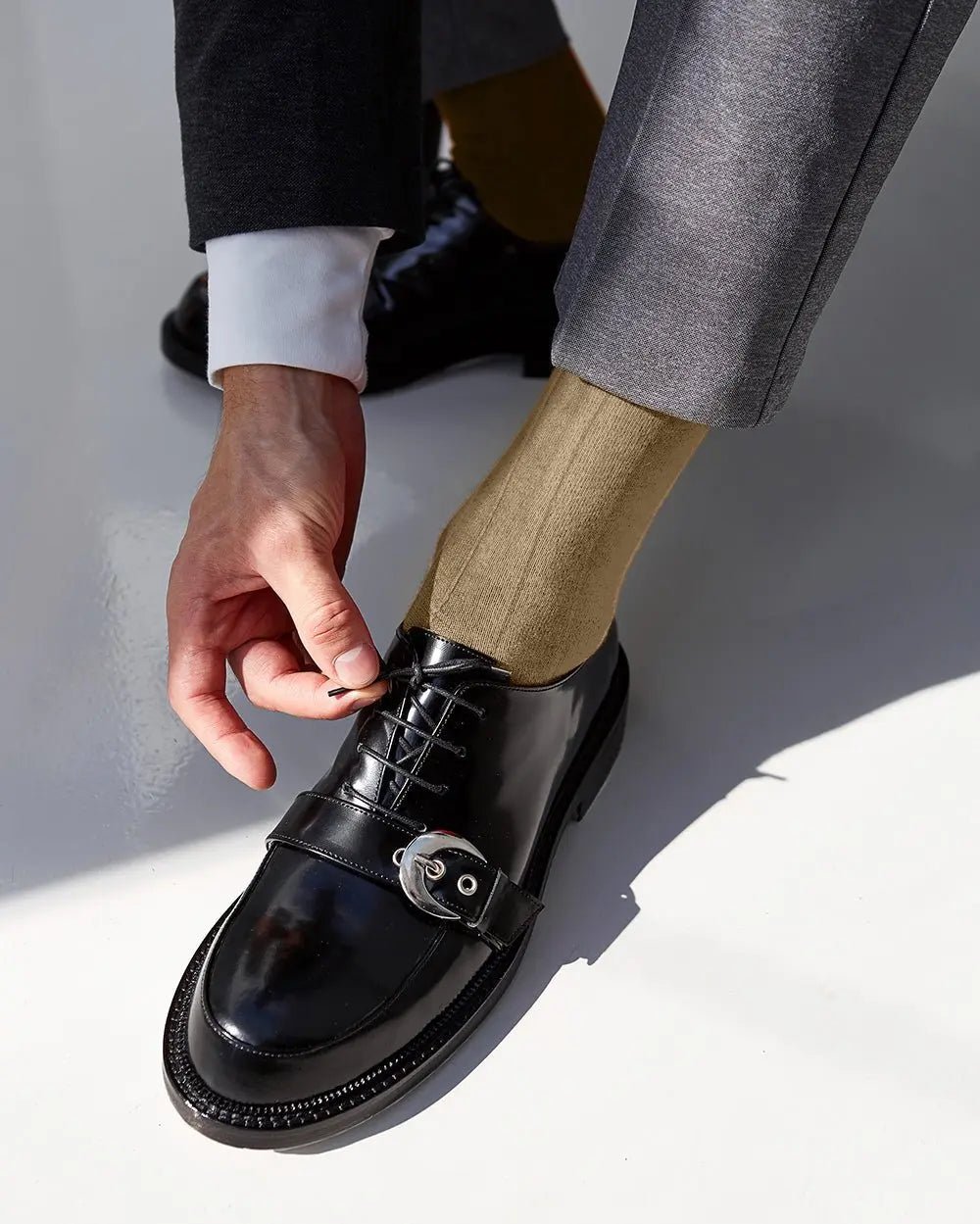Vittorio Farina Men's Ribbed Shear Nylon Anklet Dress Socks - Suits You Sir - Black - 12