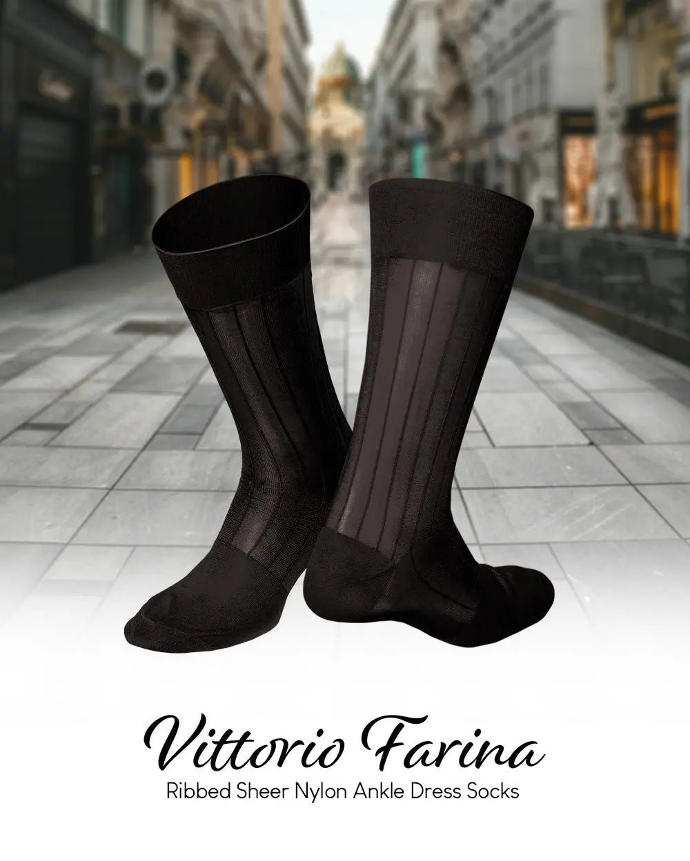 Vittorio Farina Men's Ribbed Shear Nylon Anklet Dress Socks - Suits You Sir - Brown - 12