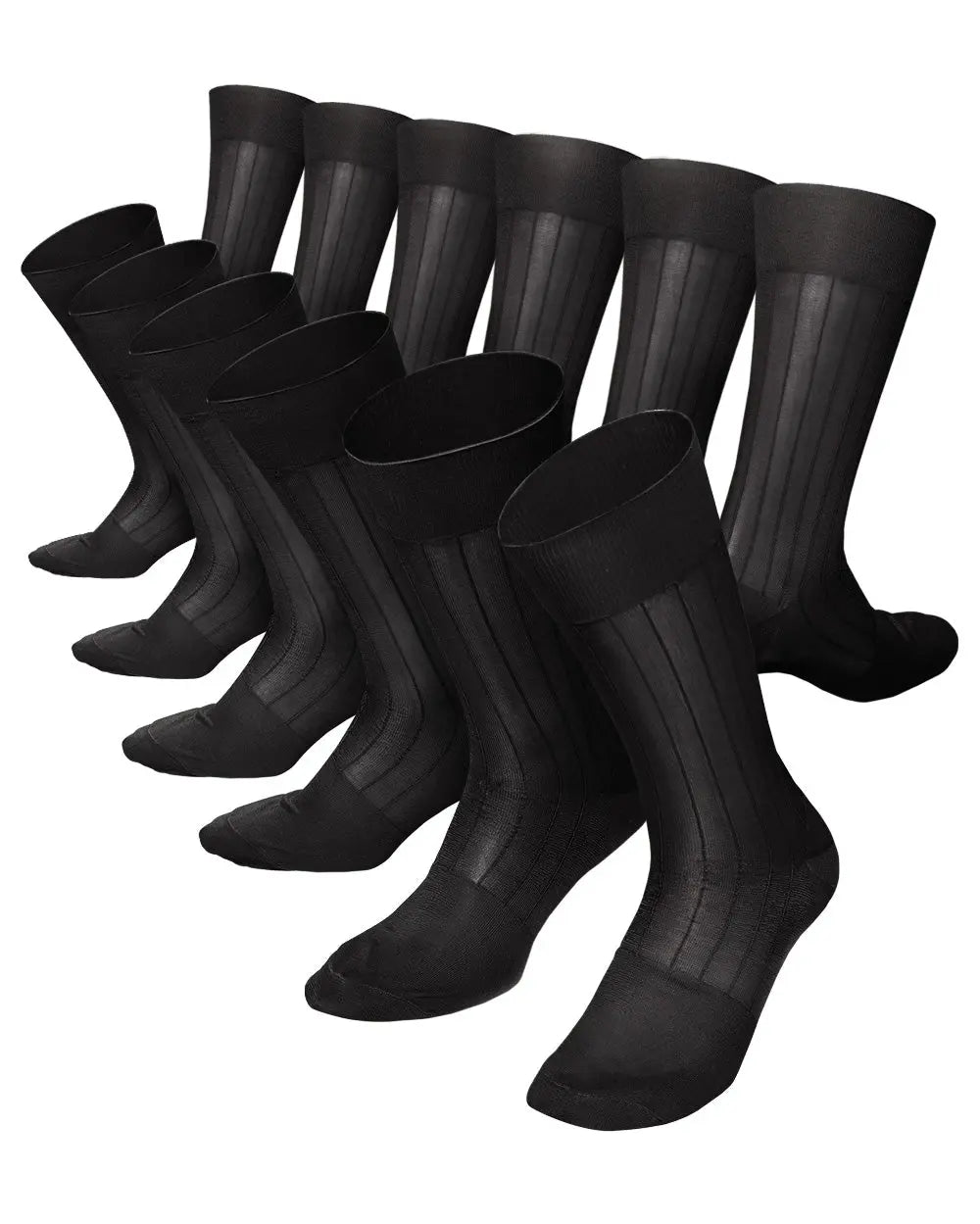 Vittorio Farina Men's Ribbed Shear Nylon Anklet Dress Socks - Suits You Sir - Charcoal - 12