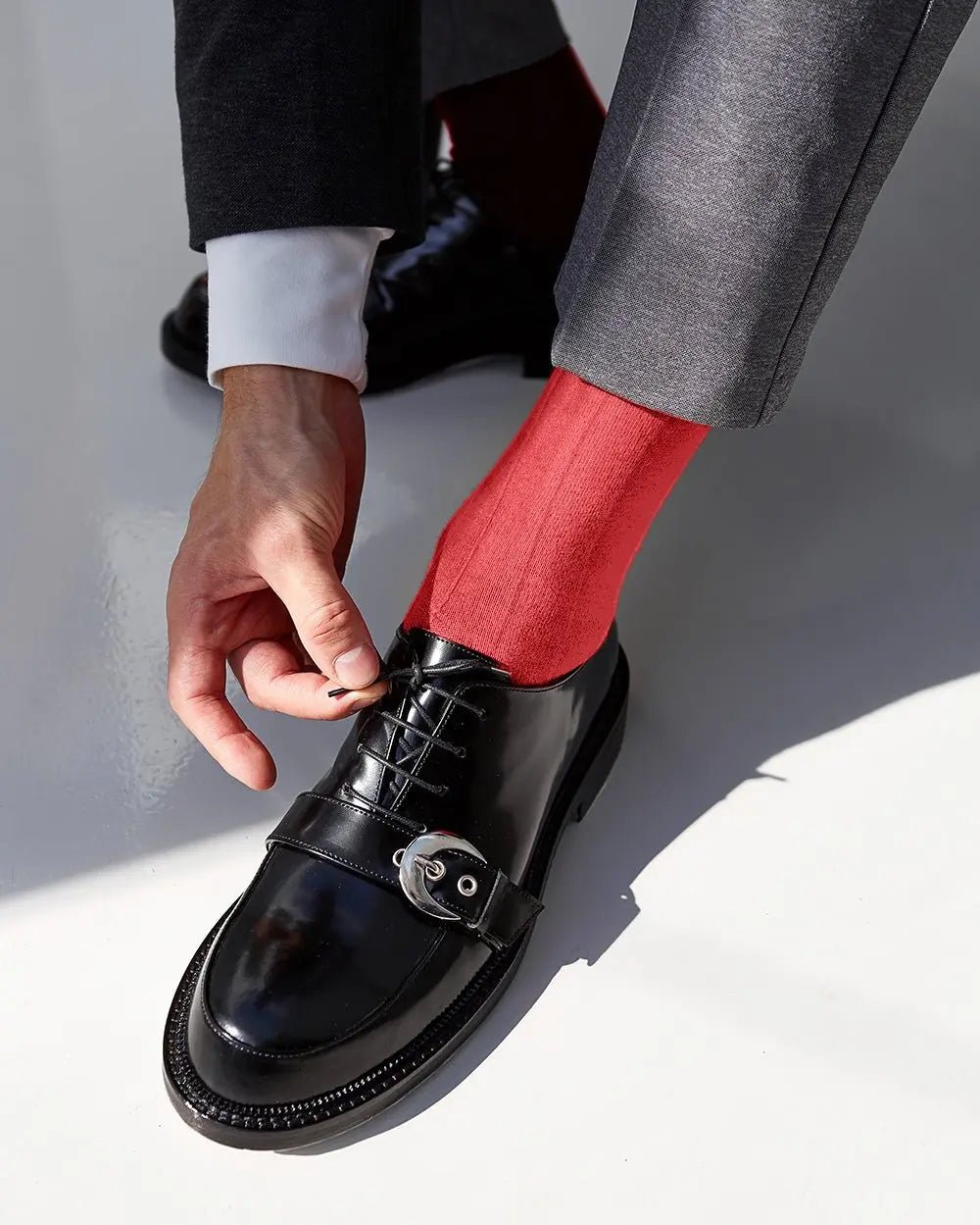 Vittorio Farina Men's Ribbed Shear Nylon Anklet Dress Socks - Suits You Sir - Charcoal - 12