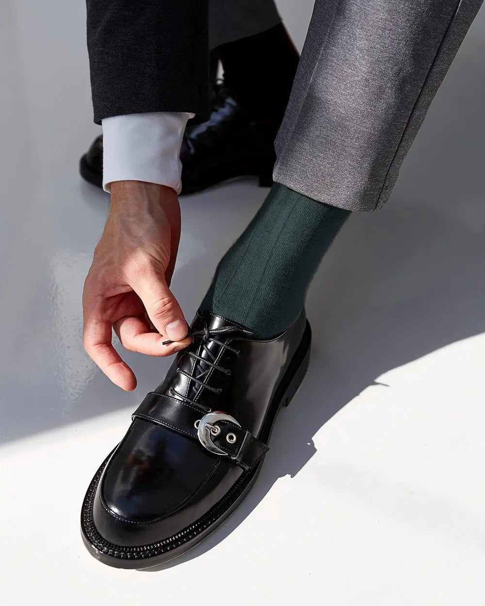 Vittorio Farina Men's Ribbed Shear Nylon Anklet Dress Socks - Suits You Sir - Hunter Green - 12