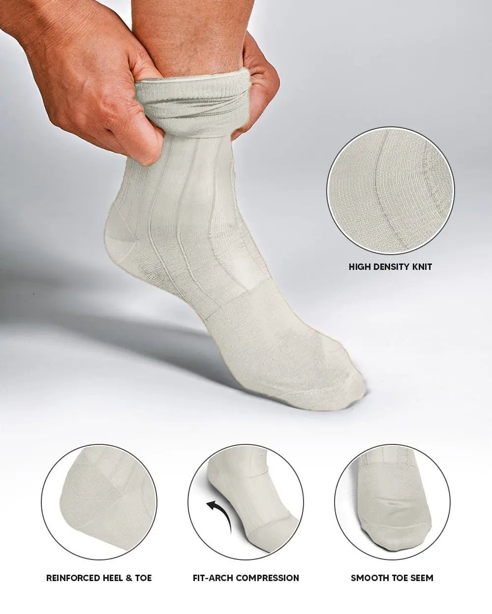 Vittorio Farina Men's Ribbed Shear Nylon Anklet Dress Socks - Suits You Sir - Ivory - 12