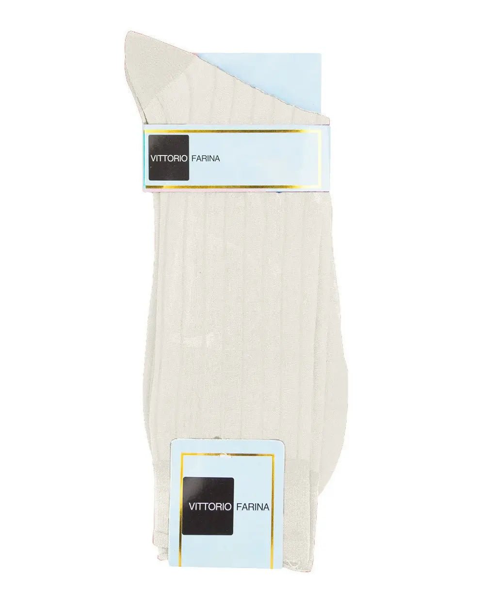 Vittorio Farina Men's Ribbed Shear Nylon Anklet Dress Socks - Suits You Sir - Ivory - 12