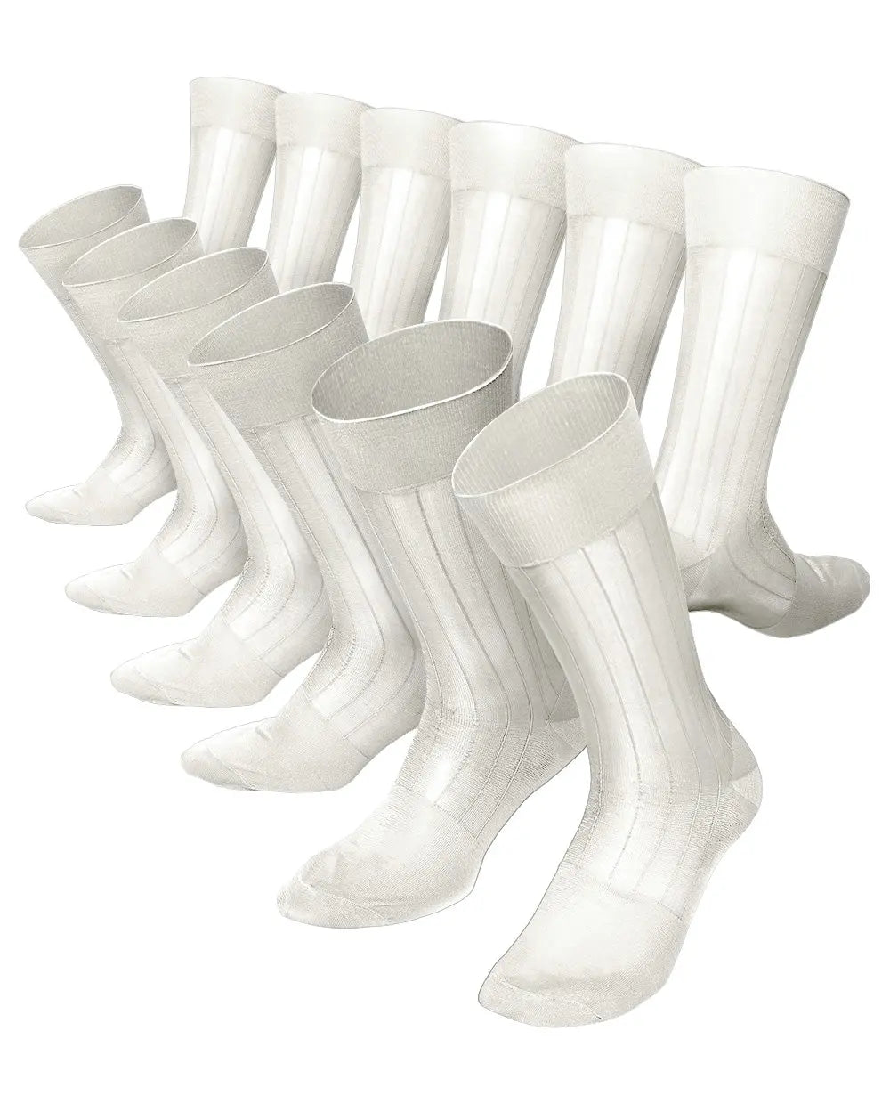 Vittorio Farina Men's Ribbed Shear Nylon Anklet Dress Socks - Suits You Sir - Ivory - 12