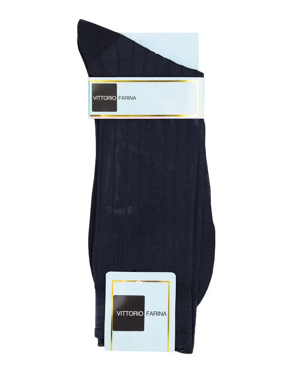 Vittorio Farina Men's Ribbed Shear Nylon Anklet Dress Socks - Suits You Sir - Navy Blue - 12