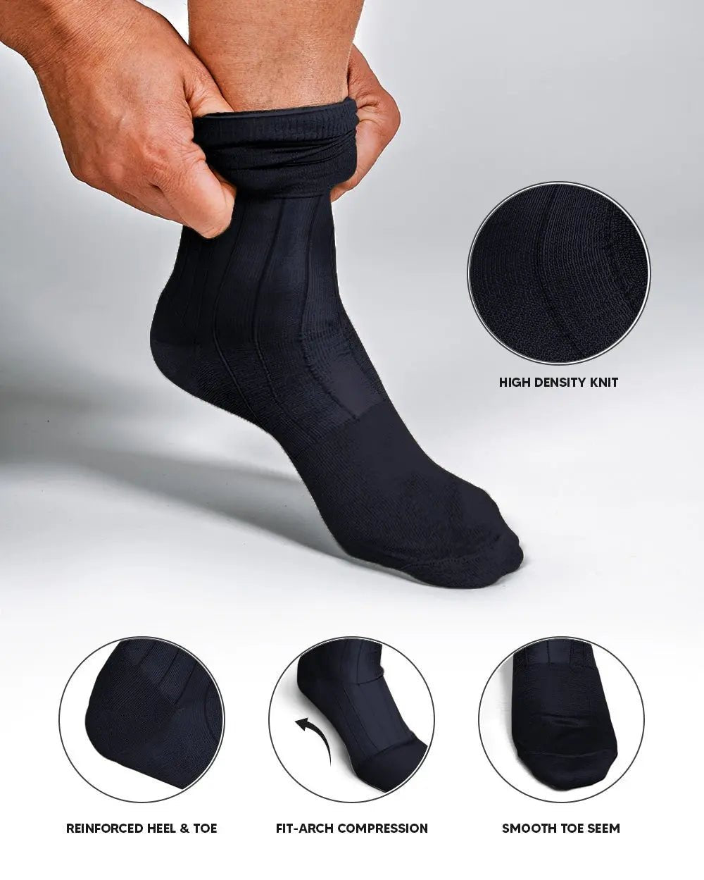 Vittorio Farina Men's Ribbed Shear Nylon Anklet Dress Socks - Suits You Sir - Navy Blue - 12