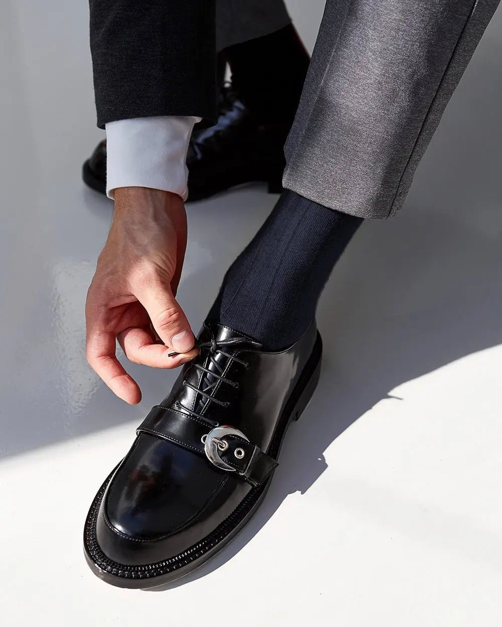 Vittorio Farina Men's Ribbed Shear Nylon Anklet Dress Socks - Suits You Sir - Navy Blue - 12