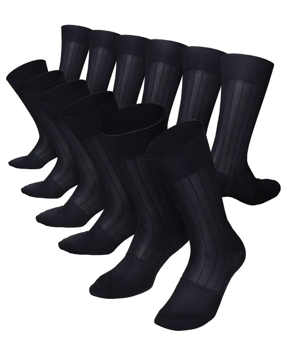 Vittorio Farina Men's Ribbed Shear Nylon Anklet Dress Socks - Suits You Sir - Navy Blue - 12