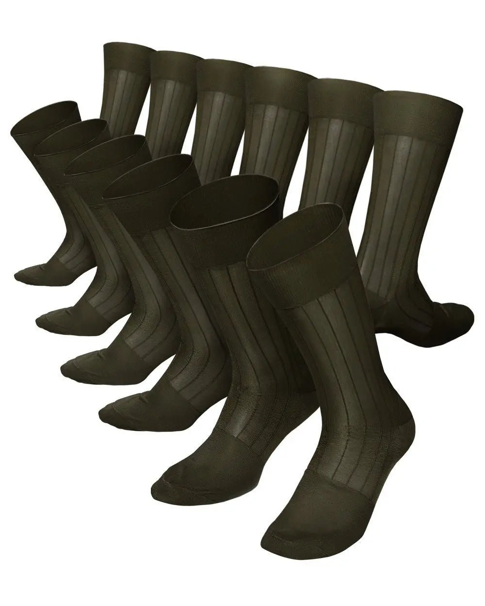 Vittorio Farina Men's Ribbed Shear Nylon Anklet Dress Socks - Suits You Sir - Olive Green - 12