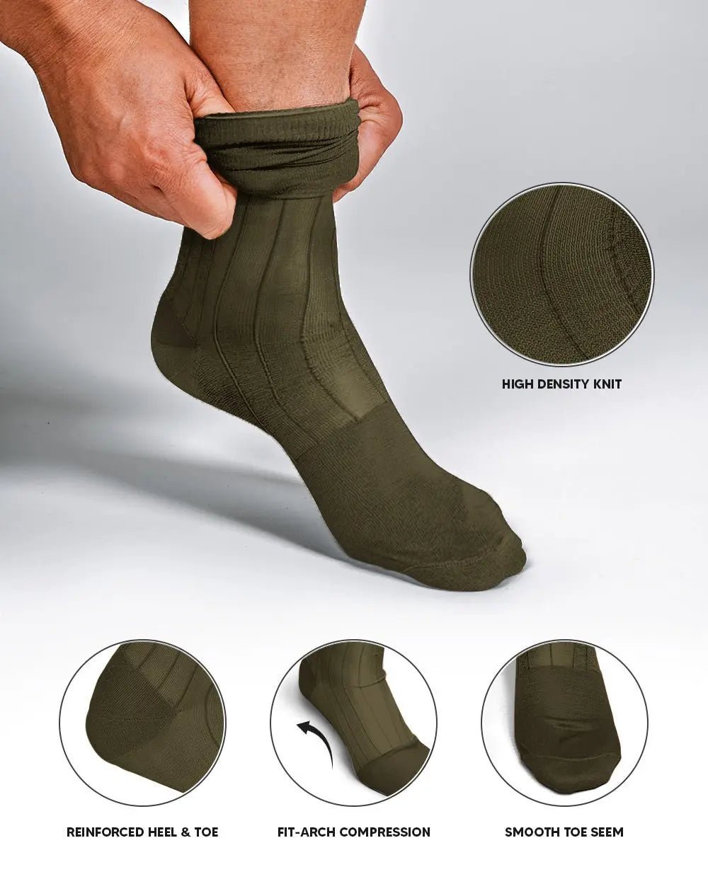 Vittorio Farina Men's Ribbed Shear Nylon Anklet Dress Socks - Suits You Sir - Olive Green - 12