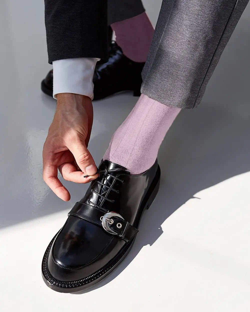 Vittorio Farina Men's Ribbed Shear Nylon Anklet Dress Socks - Suits You Sir - Pink - 12