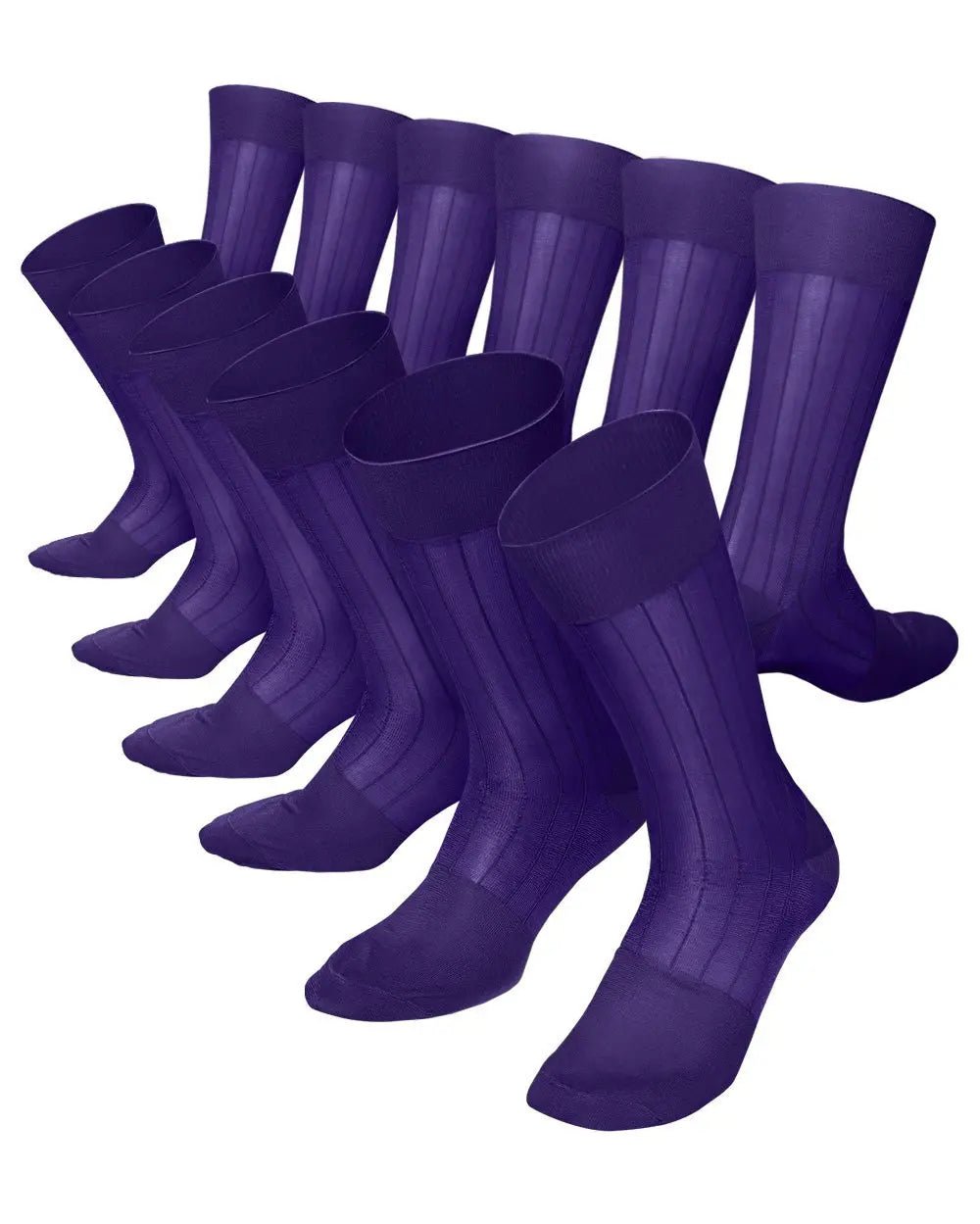 Vittorio Farina Men's Ribbed Shear Nylon Anklet Dress Socks - Suits You Sir - Purple - 12