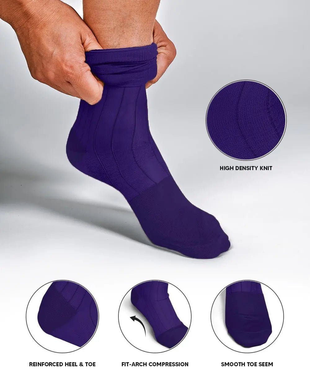 Vittorio Farina Men's Ribbed Shear Nylon Anklet Dress Socks - Suits You Sir - Purple - 12