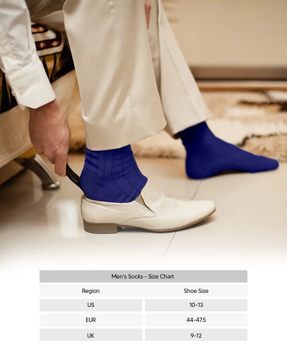 Vittorio Farina Men's Ribbed Shear Nylon Anklet Dress Socks - Suits You Sir - Royal Blue - 12