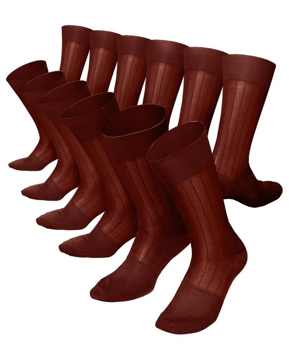 Vittorio Farina Men's Ribbed Shear Nylon Anklet Dress Socks - Suits You Sir - Rust Red - 12