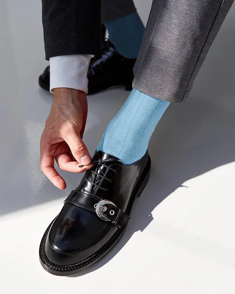 Vittorio Farina Men's Ribbed Shear Nylon Anklet Dress Socks - Suits You Sir - Silver - 12