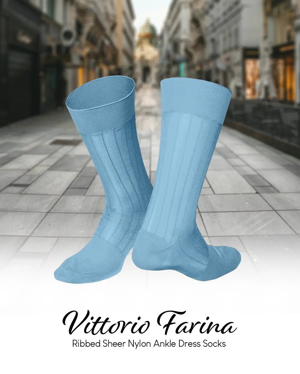 Vittorio Farina Men's Ribbed Shear Nylon Anklet Dress Socks - Suits You Sir - Silver - 12