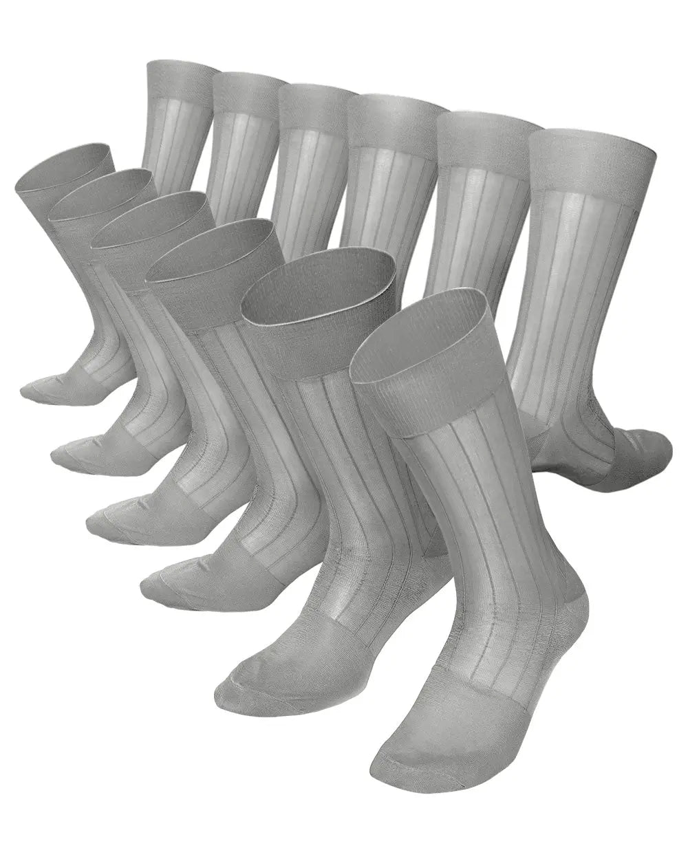 Vittorio Farina Men's Ribbed Shear Nylon Anklet Dress Socks - Suits You Sir - Silver - 12