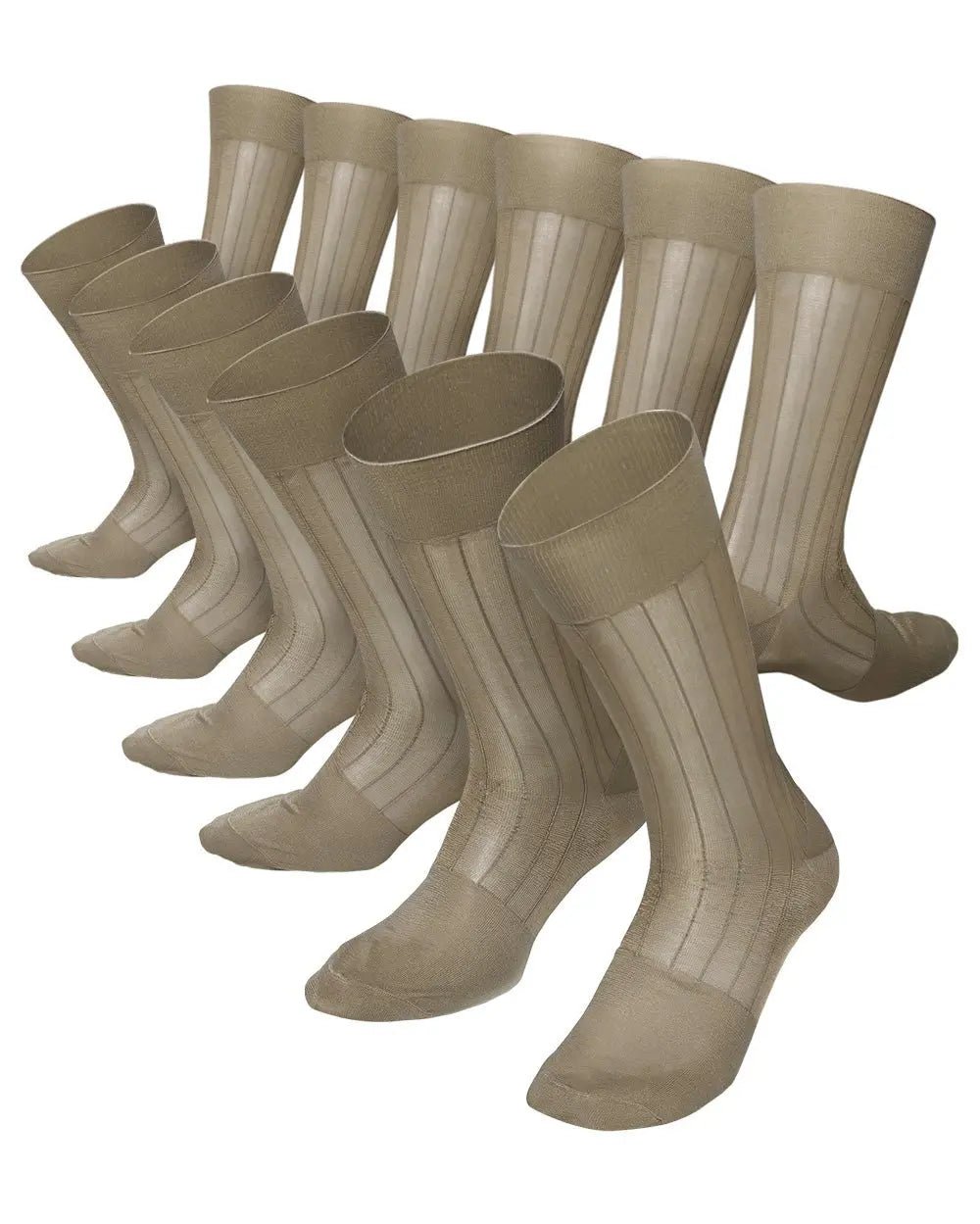 Vittorio Farina Men's Ribbed Shear Nylon Anklet Dress Socks - Suits You Sir - Taupe - 12