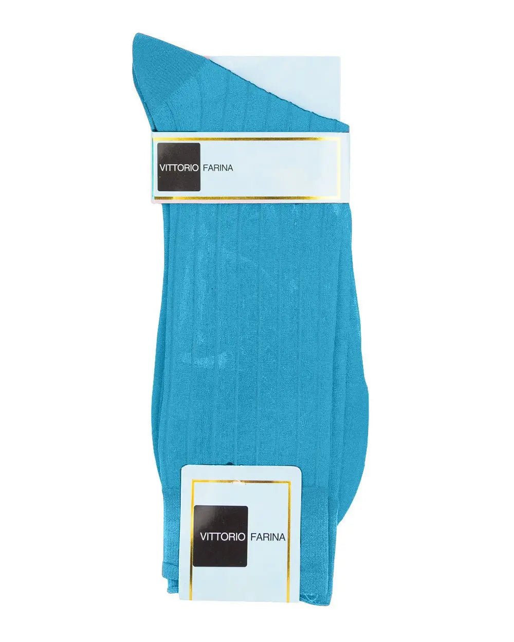 Vittorio Farina Men's Ribbed Shear Nylon Anklet Dress Socks - Suits You Sir - Turquoise - 12