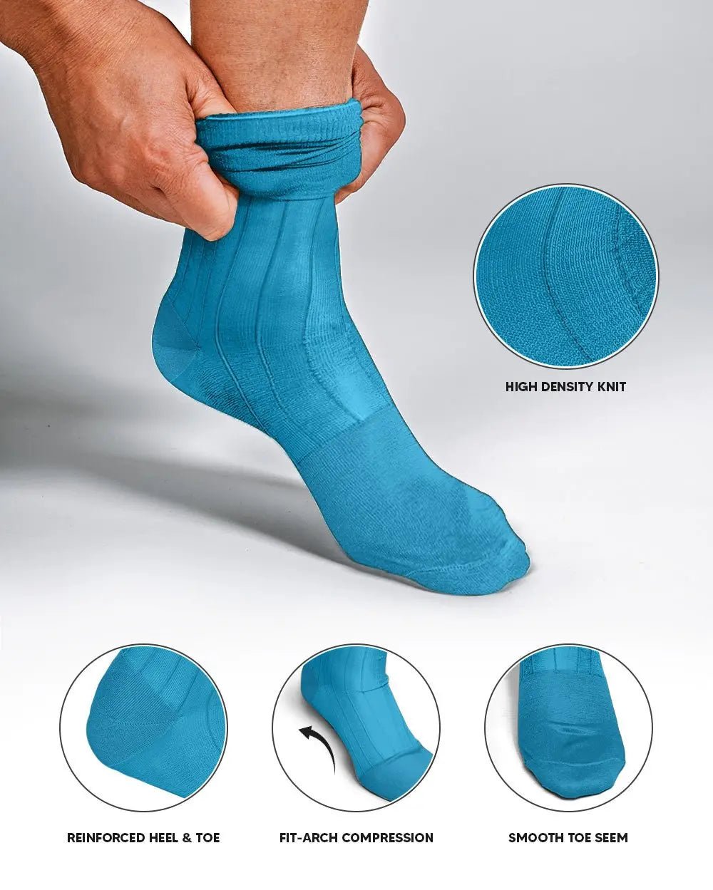 Vittorio Farina Men's Ribbed Shear Nylon Anklet Dress Socks - Suits You Sir - Turquoise - 12