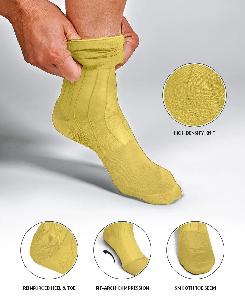 Vittorio Farina Men's Ribbed Shear Nylon Anklet Dress Socks - Suits You Sir - White - 12