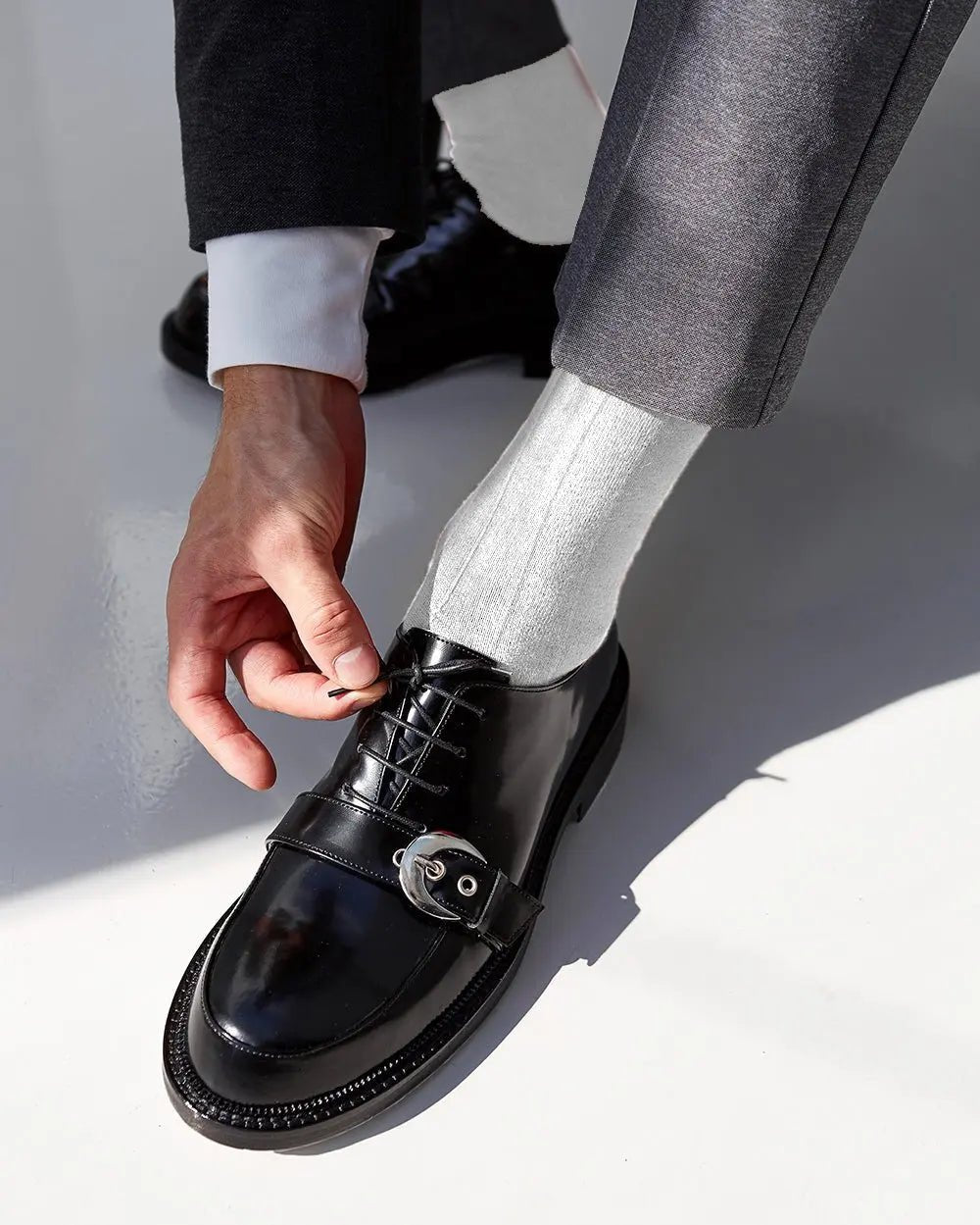 Vittorio Farina Men's Ribbed Shear Nylon Anklet Dress Socks - Suits You Sir - White - 12