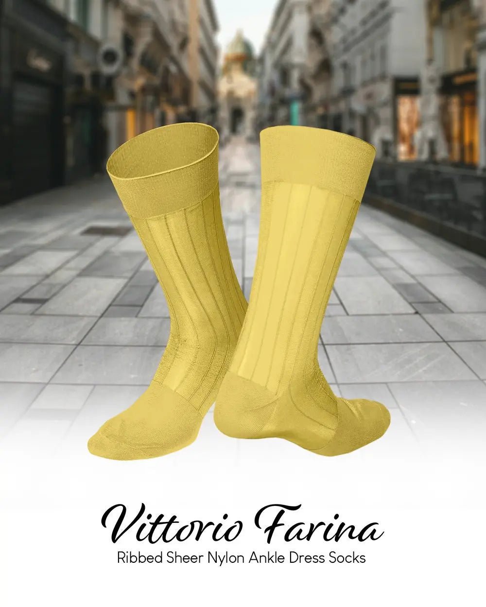 Vittorio Farina Men's Ribbed Shear Nylon Anklet Dress Socks - Suits You Sir - White - 12