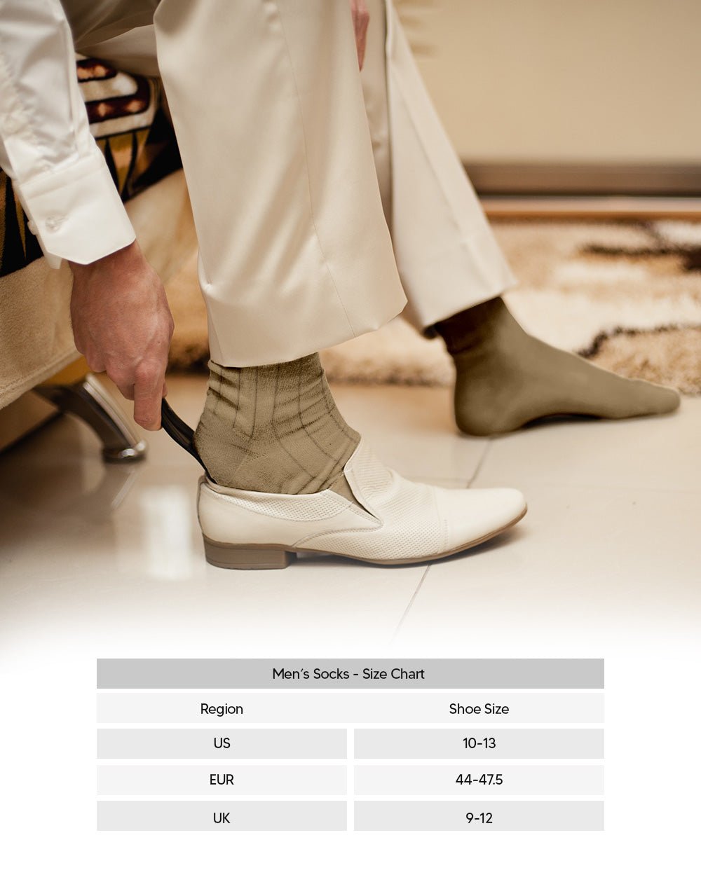 Vittorio Farina Men's Ribbed Shear Nylon Over The Calf Dress Socks - Suits You Sir - Beige - 12