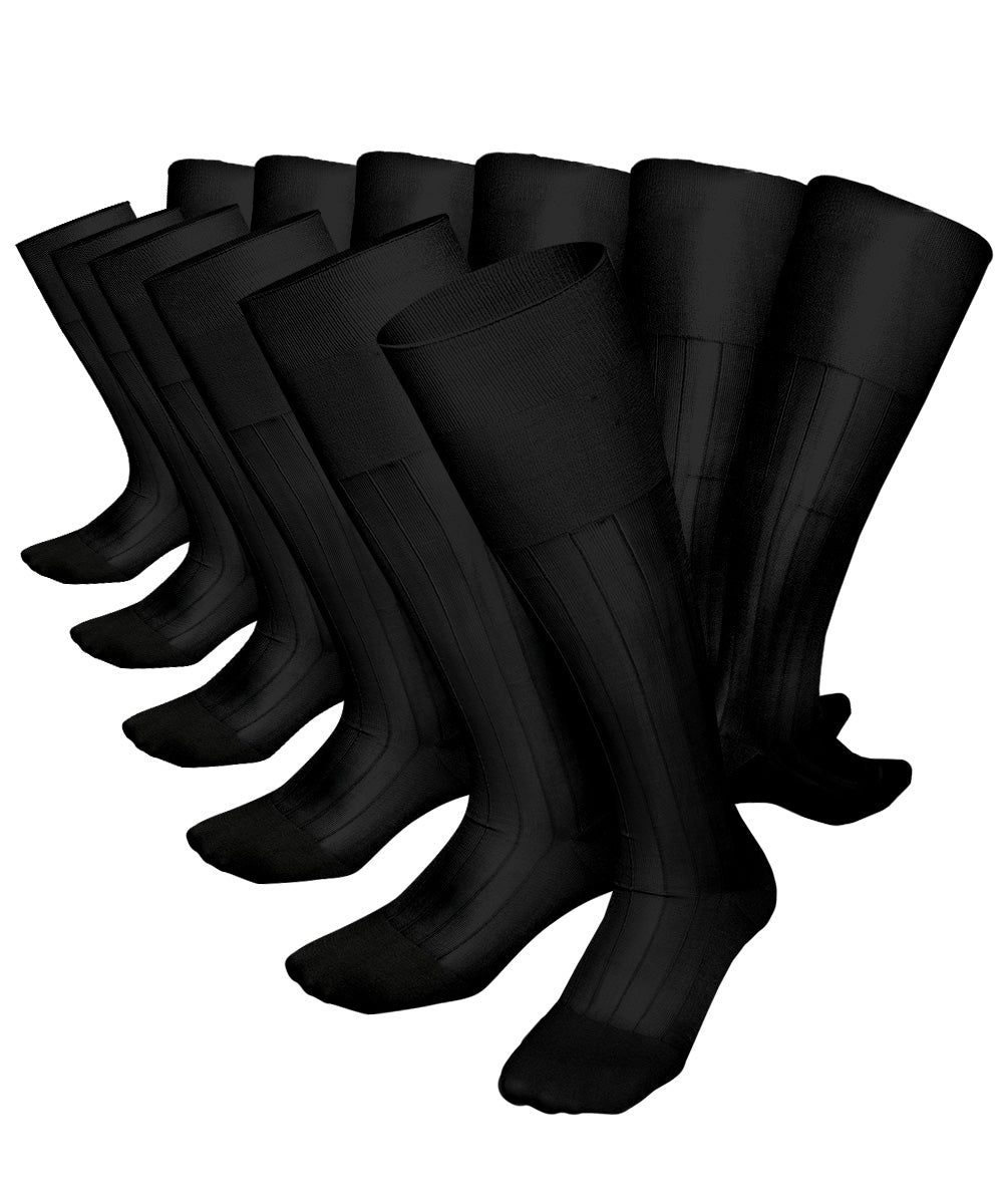 Vittorio Farina Men's Ribbed Shear Nylon Over The Calf Dress Socks - Suits You Sir - Black - 12