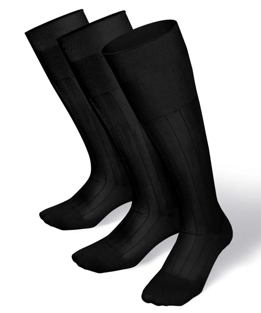 Vittorio Farina Men's Ribbed Shear Nylon Over The Calf Dress Socks - Suits You Sir - Black - 3