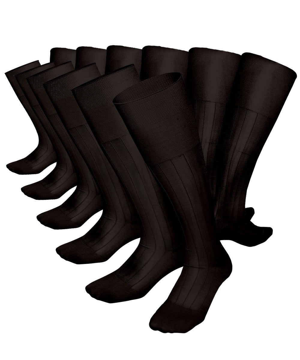 Vittorio Farina Men's Ribbed Shear Nylon Over The Calf Dress Socks - Suits You Sir - Brown - 12