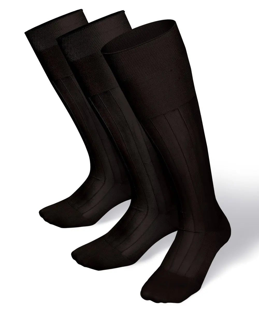 Vittorio Farina Men's Ribbed Shear Nylon Over The Calf Dress Socks - Suits You Sir - Brown - 3