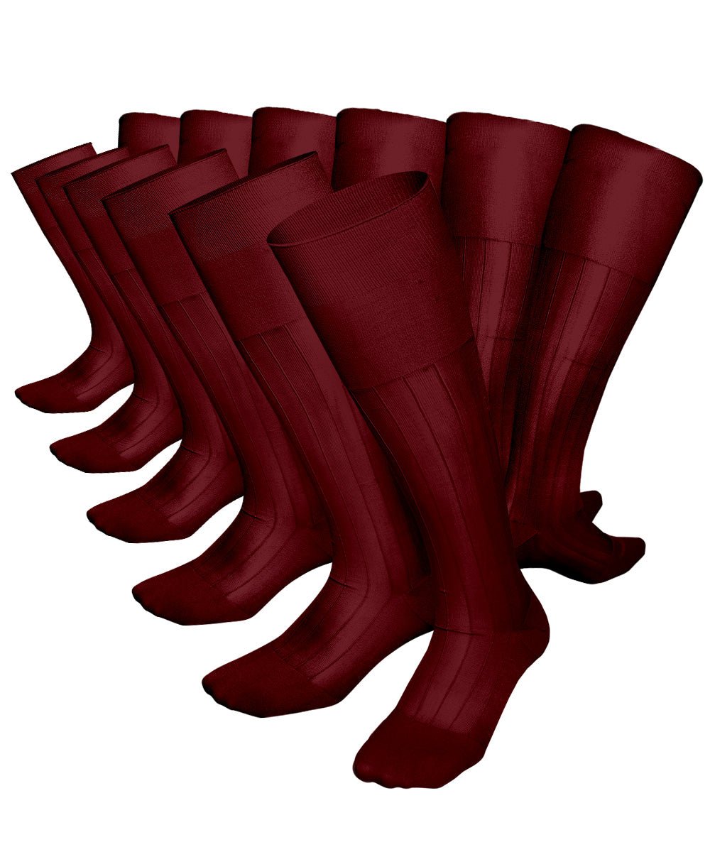 Vittorio Farina Men's Ribbed Shear Nylon Over The Calf Dress Socks - Suits You Sir - Burgundy - 12
