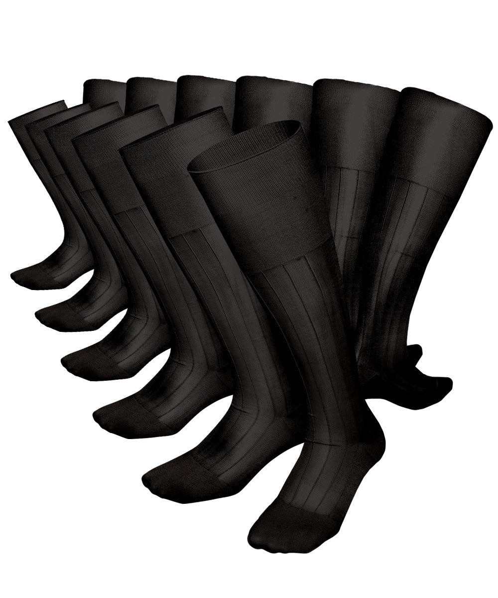 Vittorio Farina Men's Ribbed Shear Nylon Over The Calf Dress Socks - Suits You Sir - Charcoal - 12