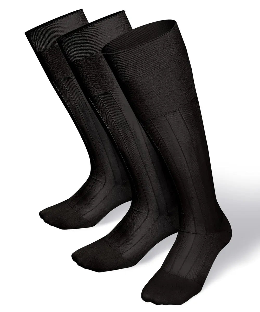 Vittorio Farina Men's Ribbed Shear Nylon Over The Calf Dress Socks - Suits You Sir - Charcoal - 3