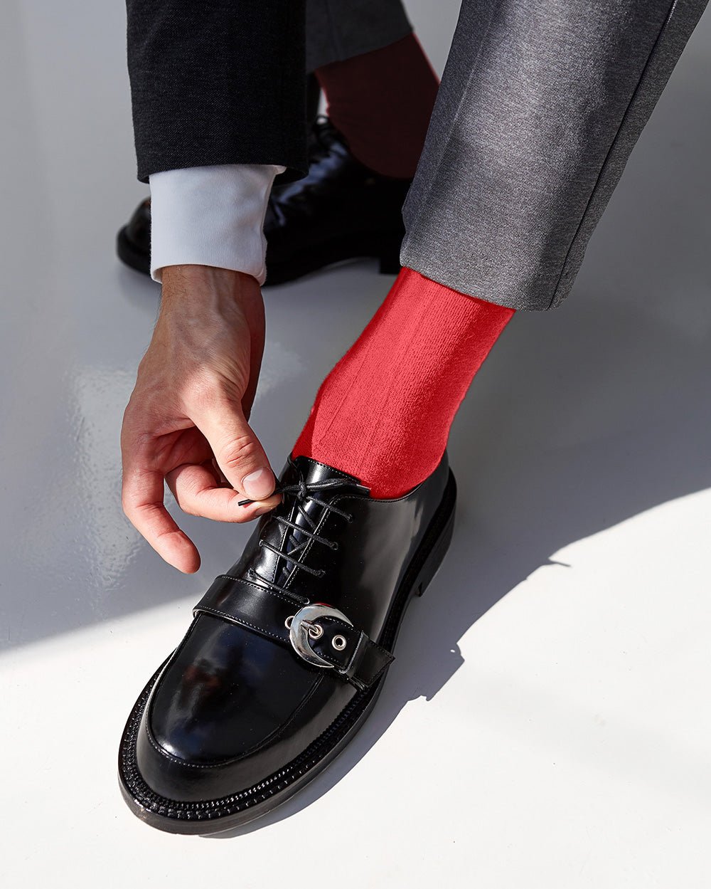 Vittorio Farina Men's Ribbed Shear Nylon Over The Calf Dress Socks - Suits You Sir - Coral - 12