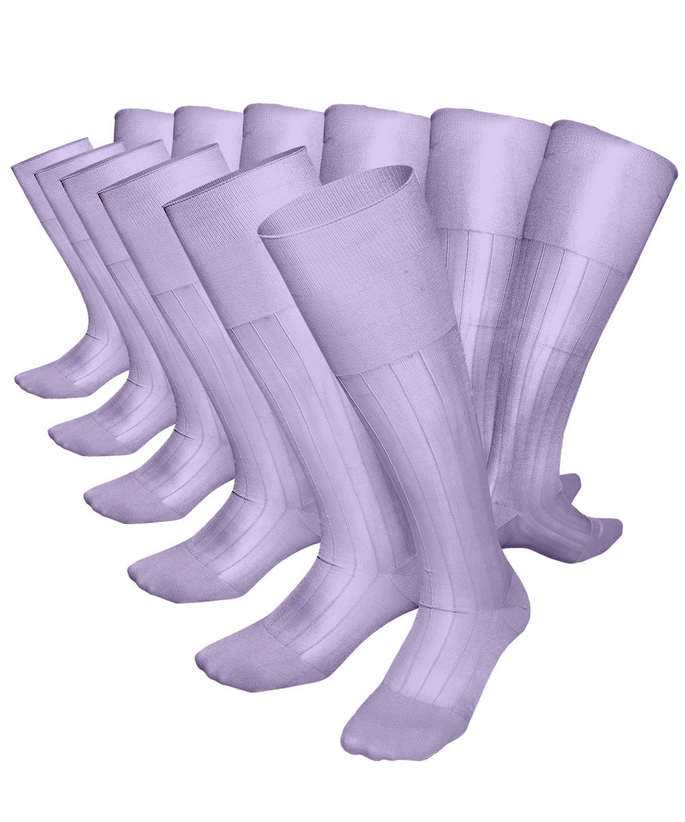 Vittorio Farina Men's Ribbed Shear Nylon Over The Calf Dress Socks - Suits You Sir - Ivory - 12