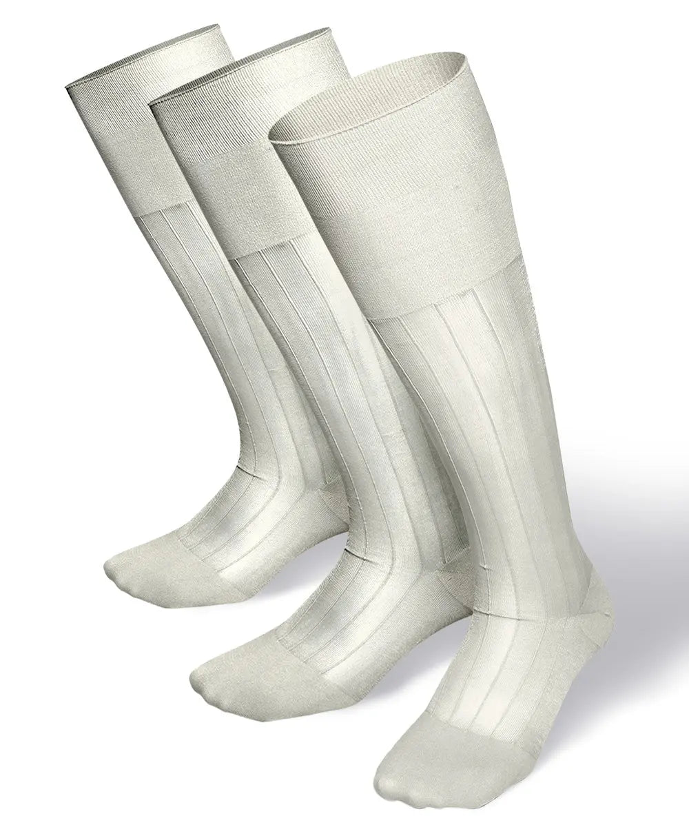 Vittorio Farina Men's Ribbed Shear Nylon Over The Calf Dress Socks - Suits You Sir - Ivory - 3