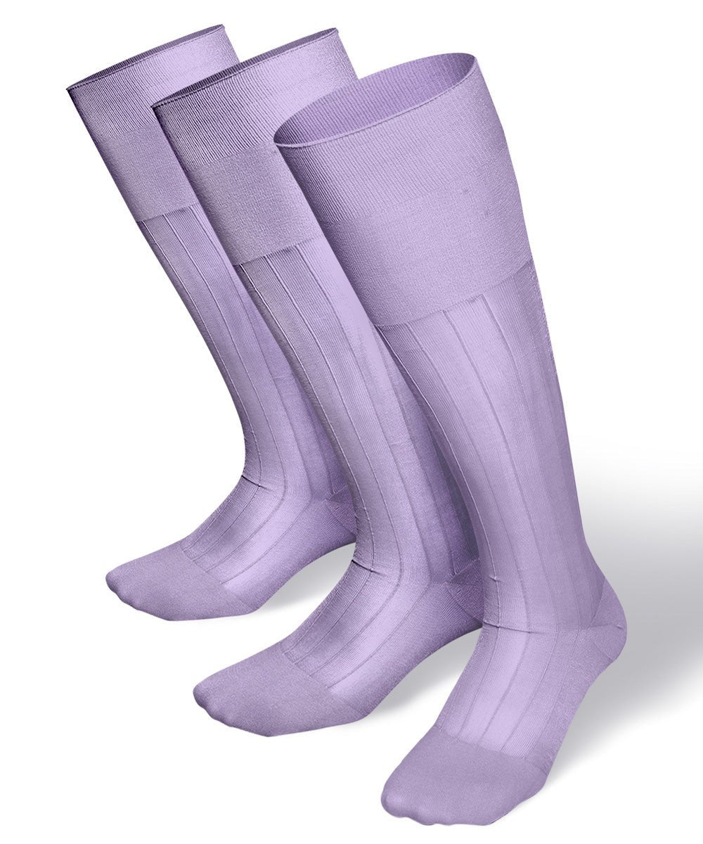 Vittorio Farina Men's Ribbed Shear Nylon Over The Calf Dress Socks - Suits You Sir - Ivory - 3