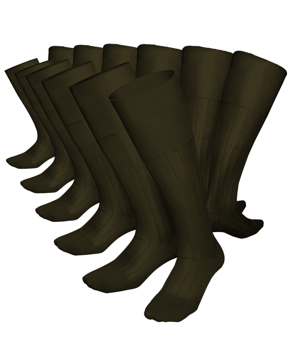 Vittorio Farina Men's Ribbed Shear Nylon Over The Calf Dress Socks - Suits You Sir - Olive Green - 12