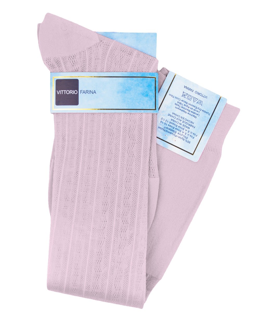 Vittorio Farina Men's Ribbed Shear Nylon Over The Calf Dress Socks - Suits You Sir - Pink - 12