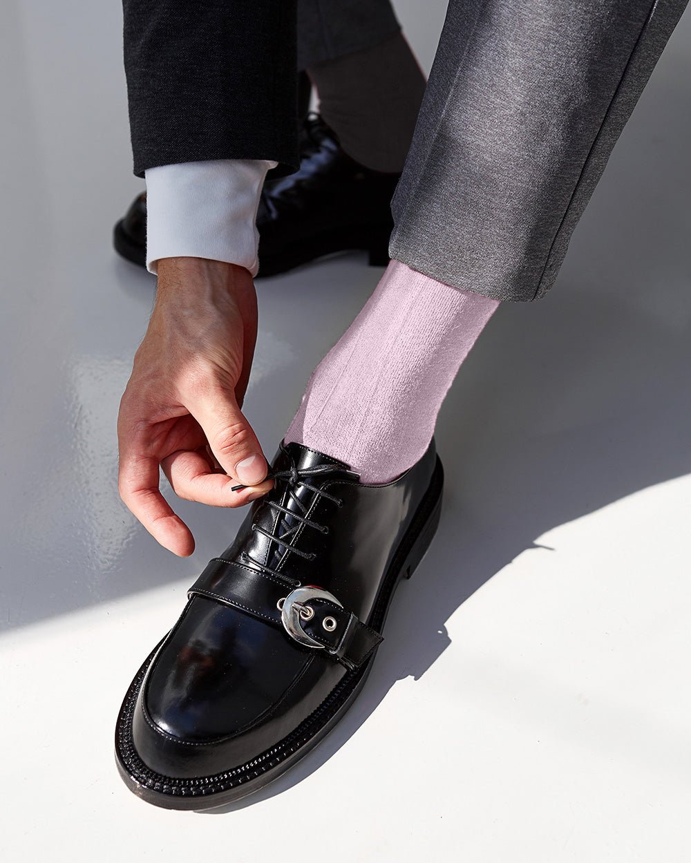 Vittorio Farina Men's Ribbed Shear Nylon Over The Calf Dress Socks - Suits You Sir - Pink - 12