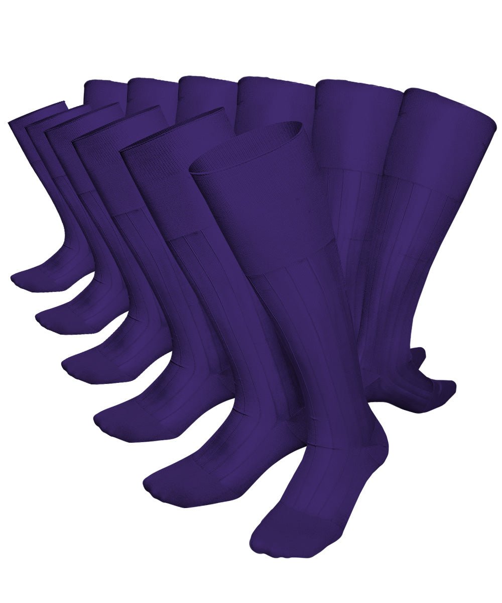 Vittorio Farina Men's Ribbed Shear Nylon Over The Calf Dress Socks - Suits You Sir - Purple - 12
