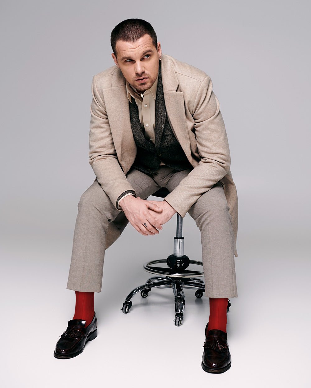 Vittorio Farina Men's Ribbed Shear Nylon Over The Calf Dress Socks - Suits You Sir - Red - 12