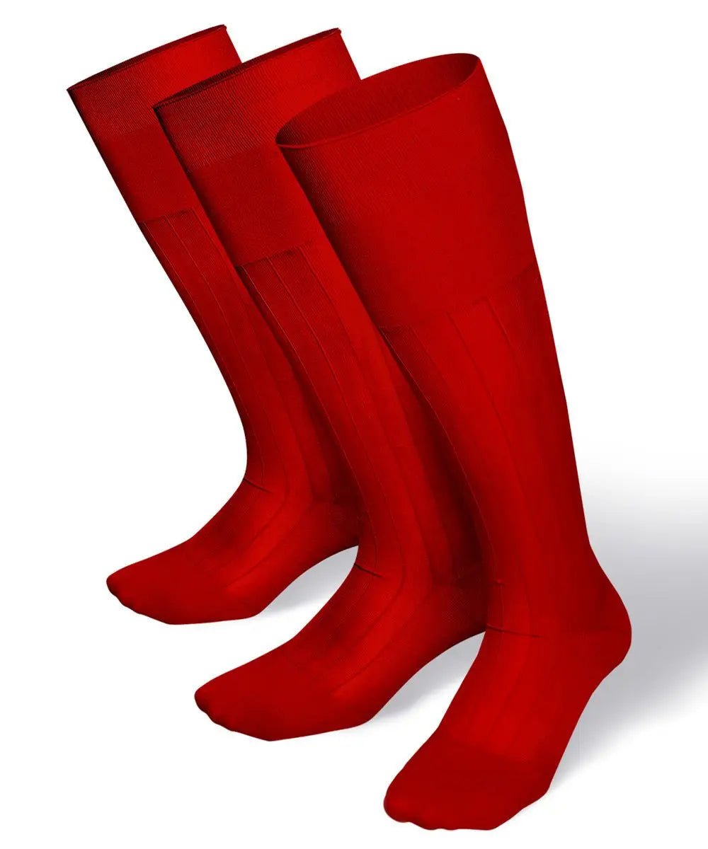 Vittorio Farina Men's Ribbed Shear Nylon Over The Calf Dress Socks - Suits You Sir - Red - 3