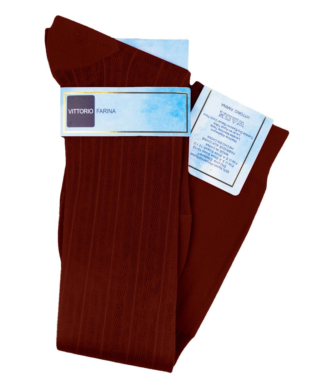Vittorio Farina Men's Ribbed Shear Nylon Over The Calf Dress Socks - Suits You Sir - Royal Blue - 12