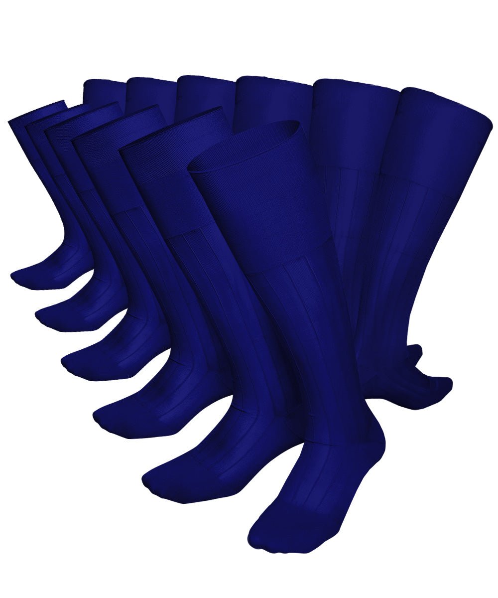Vittorio Farina Men's Ribbed Shear Nylon Over The Calf Dress Socks - Suits You Sir - Royal Blue - 12